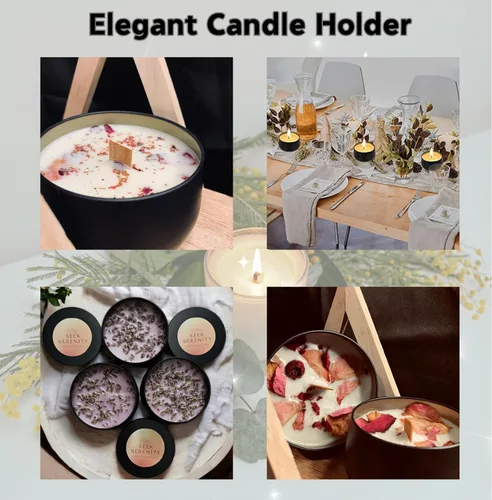 Miniatura 4 de ZENFUN 24 latas de velas negras con tapas, tarros de velas vacías a granel de 8 onzas, recipientes de lata de metal para hacer velas, almacenar