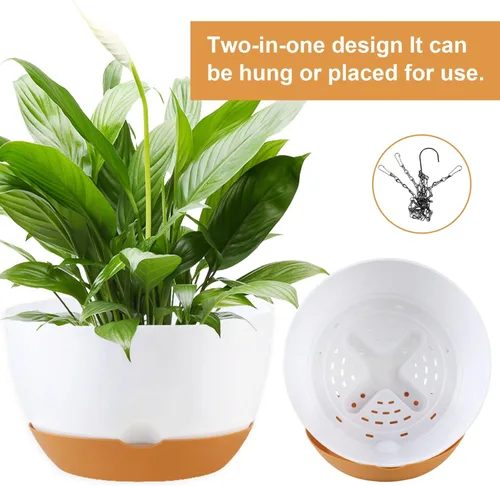Miniatura 3 de KPUVX Paquete de 4 macetas colgantes de plástico para plantas de interior, 8 pulgadas, cestas colgantes para interiores y exteriores, macetas Blanco
