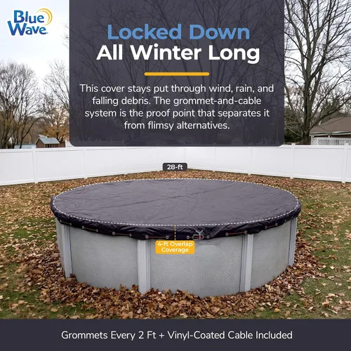 Miniatura 2 de Blue Wave Cubierta de invierno de 8 años redonda de 28 pies para piscina sobre el suelo