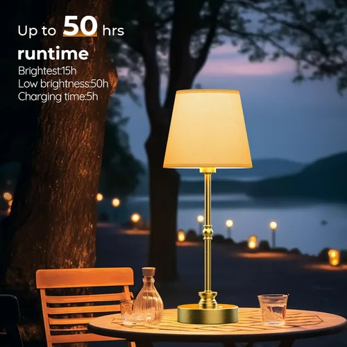 Miniatura 2 de Lámpara de mesa recargable inalámbrica, lámpara LED operada por batería de 5200mAh, atenuación continua de 3000K, lámpara inalámbrica portátil