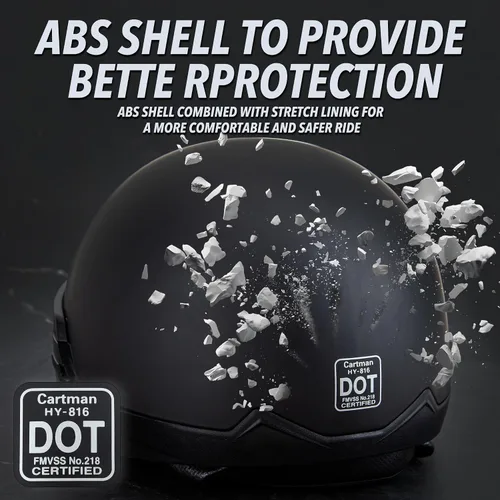 Miniatura 4 de Cartman Motorcycle Open Face Helmet with Sun Visor Quick Release Buckle, DOT Approved