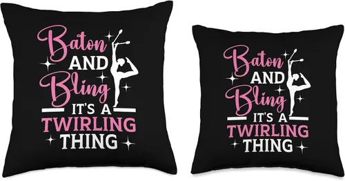 Miniatura 3 de I Don't Drop I Do Random Gravity Checks Baton Twirling Throw Pillow