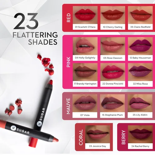 Miniatura 4 de SUGAR Cosmetics Lápices Labiales Crayon Matte as Hell para Mujeres Dura Hasta 8+ Horas Lápiz Labial con Sacapuntas - 2.8 g (Paquete de 1) 36 36