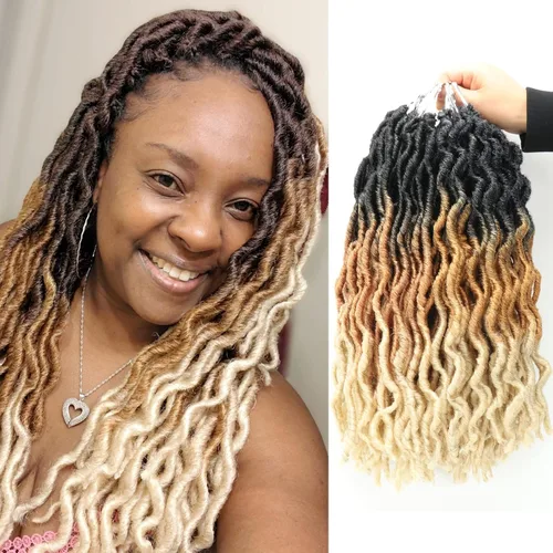 Rastas cortas de pelo sintético de ganchillo Bob de 12 pulgadas, 8 paquetes de cabello ondulado preanudado Ombre Goddess sintético Crochet 1b