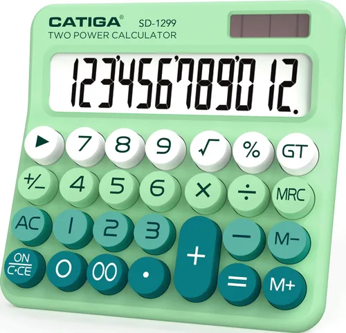 Miniatura 16 de Calculadora básica: Catiga - Calculadora de oficina y estilo doméstico, educativa, adecuada para la escuela, la empresa y uso personal, Negro