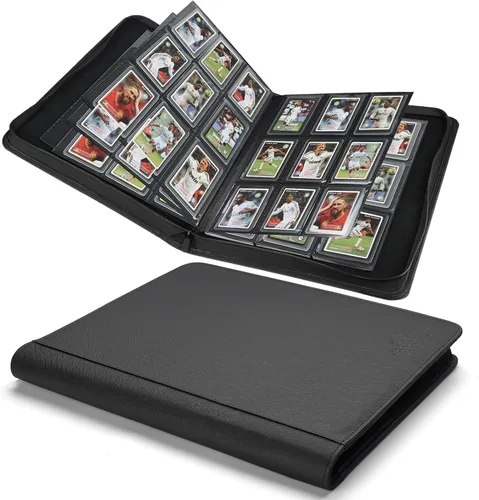 Miniatura 8 de Carpeta Toploader rígida, fundas rígidas con 9 bolsillos para 288 tarjetas. Carpeta de tarjetas con fundas para rígidas "3 × 4", tarjetero (negro)