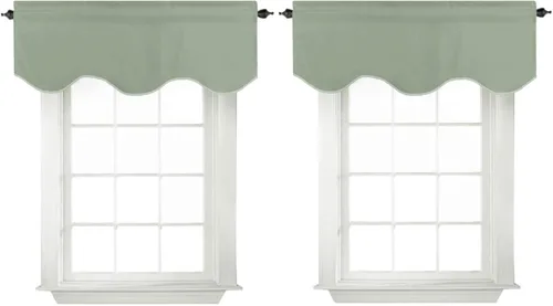 Miniatura 23 de Turquoize - Cenefa opaca para ventanas de cocina/baño/sala de estar/dormitorio con aislamiento térmico, cenefa festoneada con bolsillo para Aqua