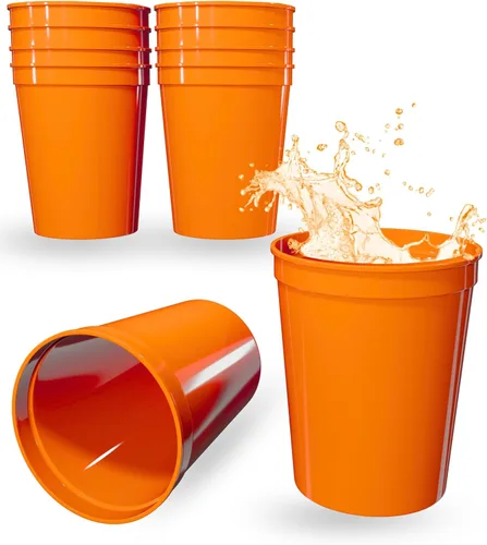 Miniatura 88 de PartyPrints Paquete de 100 vasos de plástico en blanco reutilizables de 10 a 12 onzas, vasos de estadio a granel, sin BPA, aptos para lavavajillas