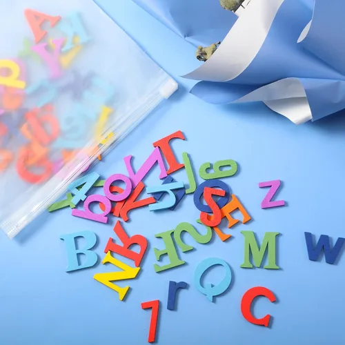 Miniatura 5 de Blulu 248 letras del alfabeto de madera de 1 pulgada, números de letras de madera sin terminar, números para manualidades con bandeja