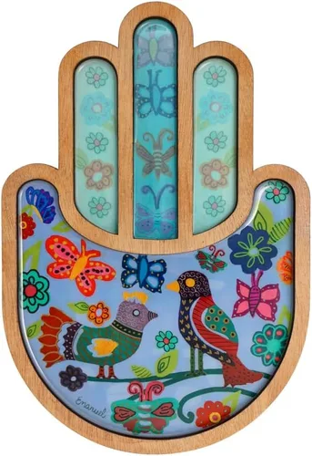 Miniatura 5 de Yair Emanuel - Colgante de pared colorido Hamsa para colgar en la pared, diseño vibrante pintado a mano de 9 pulgadas (Jerusalem HAX-2)
