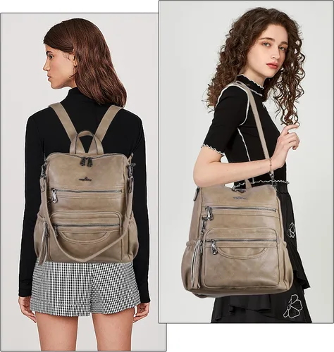 Miniatura 27 de Bolsos mochila monedero de piel sintética para mujer, bolsas con zíper, mochilas de hombro casuales