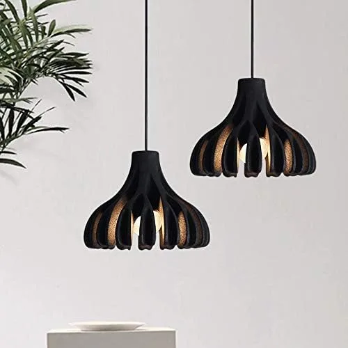 Miniatura 4 de Lámpara colgante Lámpara colgante Moderna en forma de granero Coral Macaron Resina 1 Luz E26 Colgante de techo para café Comedor Sala de estar Negro