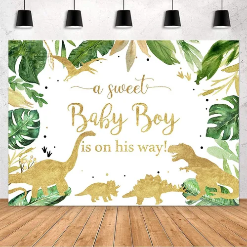 Miniatura 2 de Avezano Telón de fondo de dinosaurio para baby shower para niño, tema de dinosaurio, rugido, es un niño, fondo de fiesta de bienvenida para bebé