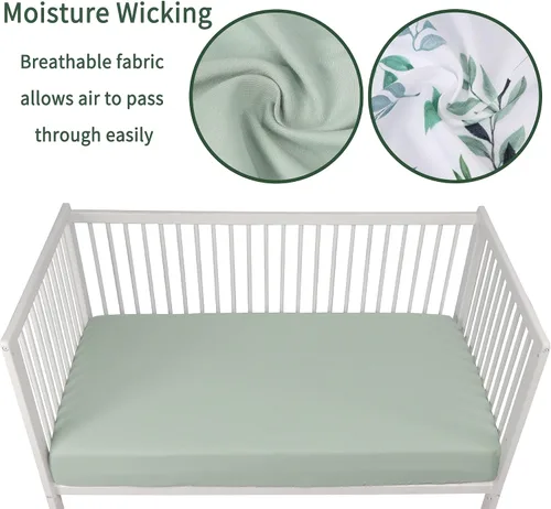 Miniatura 3 de GUNTAIL Sábanas de cuna de bebé para niños y niñas, paquete de 2 sábanas ajustables para cuna estándar y colchón de niño pequeño, sábana de Hoja