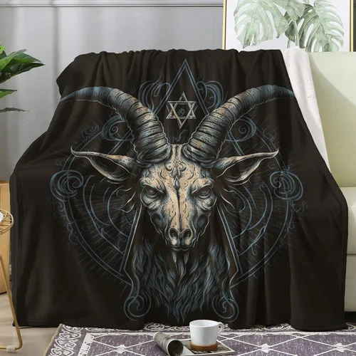 Miniatura 9 de Manta de calavera tamaño Queen, manta de vellón para sofá cama, sofá, manta y mantas con patrón de esqueleto gótico satánico, manta de franela