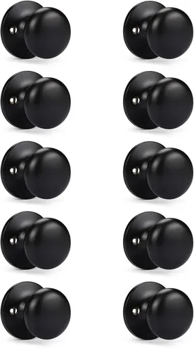 Miniatura 88 de KNOBWELL Paquete de 8 pomos de puerta de privacidad para baño y dormitorio, pomo de puerta negro mate con cerradura, cerradura de manija de puerta