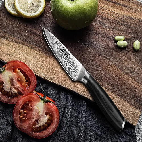 Miniatura 6 de HOSHANHO - Cuchillo de pelar de 3.75 pulgadas, cuchillos de cocina pequeños forjados de acero de polvo de alto carbono, cuchillo de fruta japonés