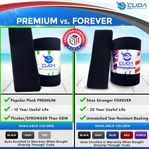 Miniatura 4 de Alfombra de litera para remolque de barco Cuda de 12 pulgadas de ancho x 13 pies - Nuevo rollo premium de 30 oz - Alfombra de litera Cuda para Negro