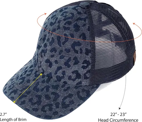 Miniatura 4 de C.C Ponytail Criss Cross Messy Buns Ponycaps Baseball Cap Dad Trucker Mesh Hat Distressed