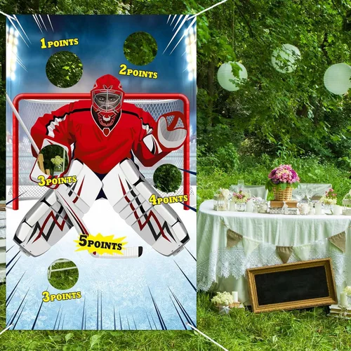 Miniatura 6 de Decoración de juegos de hockey sobre hielo, bandera, telón de fondo, decoración temática para fanáticos de interiores y exteriores, accesorios