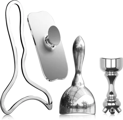 Miniatura 10 de ONUEMP Herramientas de terapia de masaje de acero inoxidable 4 en 1 para esculpir el cuerpo de hielo, kit de maderoterapia colombiana, raspado Gua
