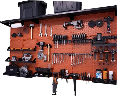 Miniatura 29 de OmniWall Weekend Warrior XL - Sistema de organización de pared de metal (negro/azul)