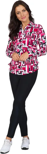 Miniatura 6 de IBKUL Athleisure Wear 48543 - Polo de manga larga con protección solar UPF 50+ Icefil Cooling Tech Jennifer Print de longitud ajustable