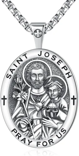 Miniatura 87 de Eusense Saint Necklace Sterling Silver 925 Protection Jewelry for Men Women Patron St Medals Amulet Pendant