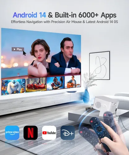 Miniatura 2 de Proyector Mini Android 14 con Soporte 4K 8K, Proyector Inteligente con Wifi y Bluetooth, 600 ANSI, Enfoque Automático y Keystone, Evitción