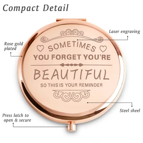 Miniatura 3 de Regalos de mejor amiga para mujeres y niñas, regalos de amistad personalizados para cumpleaños, espejo compacto grabado para mejores amigos BBF
