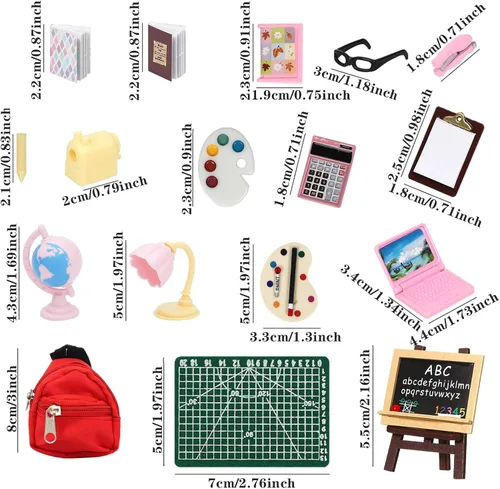 Miniatura 2 de SOTOGO 34 piezas de casa de muñecas, suministros escolares, mini accesorios escolares, casa de muñecas, juguete para el hogar, modelo en miniatura