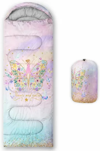 BSNTHO Saco de dormir para camping, 3 estaciones, clima cálido y fresco, ligero, saco de dormir impermeable para adultos y niños, viajes y al aire