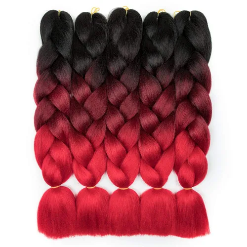Miniatura 9 de #1B - Cabello trenzado de ganchillo, 5 unids/lote, extensiones de cabello trenzado jumbo de 24 pulgadas, cabello sintético para trenzar fibra