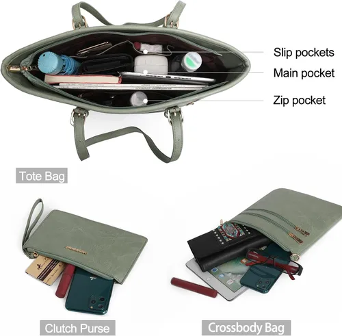 Miniatura 4 de Montana West Juego de 3 bolsas de mano bolso de hombro grande bolsos de transporte ocultos y bolsos para mujer