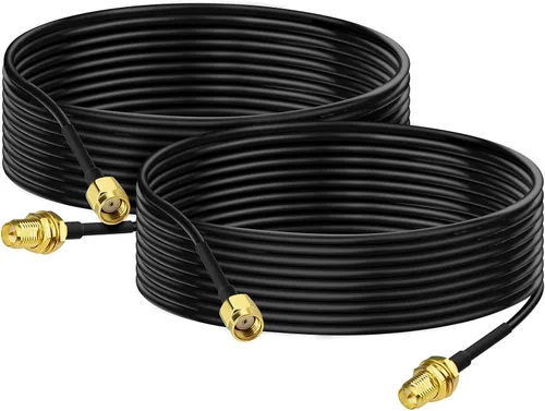 Miniatura 6 de Bingfu Cable de extensión de antena WiFi, paquete de 2 unidades RP-SMA macho a RP-SMA hembra Cable RG174 de 9.8 ft 10 pies para enrutador WiFi