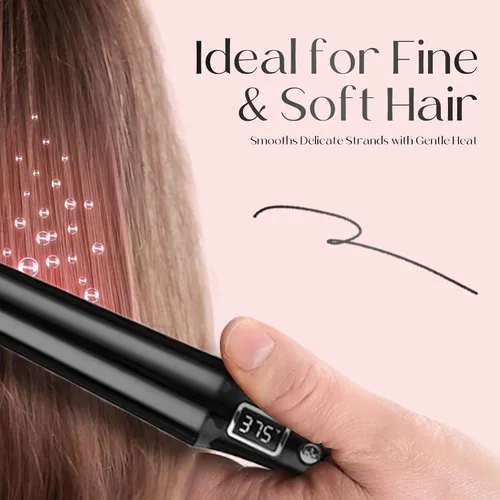 Miniatura 7 de PRITECH - Plancha y rizador de cabello 2 en 1 con plancha plana de titanio y rizador de cerámica, la mejor plancha plana para cabello fino, Negro