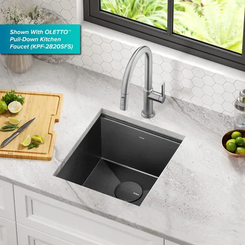Miniatura 2 de KRAUS Kore KWU1101-17-PGM - Fregadero de cocina con estación de trabajo de 17 pulgadas con cuenco individual en PVD, de acero inoxidable de calibre