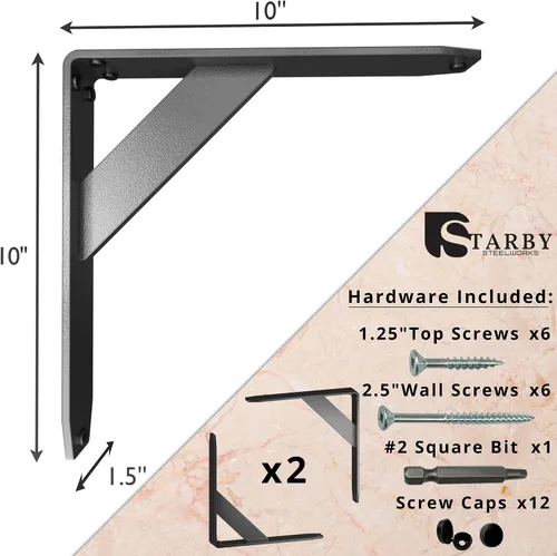 Miniatura 31 de Starby Charleston Soportes de acero resistente para repisa de chimenea, estante flotante, soporte de encimera, soldado a mano (paquete de 2)
