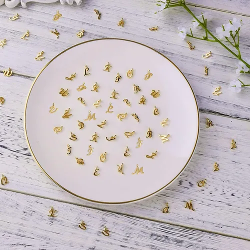 Miniatura 3 de SAVITA 130 unids/5 juegos de letras ABC minúsculas del alfabeto A-Z aleación de zinc pulseras colgantes para fabricación de joyas DIY (dorado), Zinc