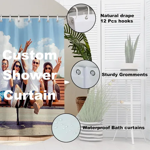 Miniatura 3 de Cortina de ducha personalizada, cortinas de ducha con foto personalizada, cortina de ducha personalizada de 60 x 72 pulgadas, añade tu propia Imagen