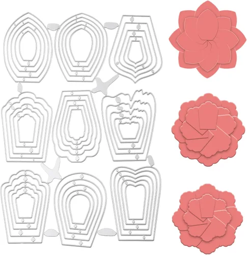 Miniatura 8 de Healifty Troqueles de corte de metal para álbum de recortes, tarjetas de papel, decoración de manualidades (nueve flores, talla S)