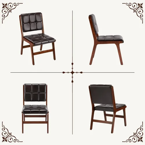 Miniatura 7 de Furniliving Juego de 4 sillas de comedor de madera de roble, estilo de mediados de siglo moderno, tapizadas en lino, silla de cocina con madera