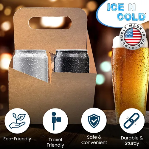 Miniatura 5 de Porta bebidas de 4 tazas con asa Portavasos de cartón Kraft Portavasos desechable para bebidas frías o calientes Portavasos para servicios