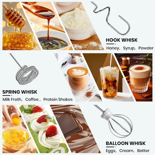 Miniatura 3 de Colarlemo Espumador de Leche de Mano Recargable con Soporte, Varita Espumadora Mezclador de Bebidas Batidor Eléctrico para Café, Desmontable con 3
