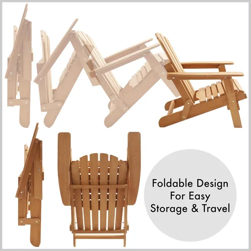 Miniatura 3 de Casafield Silla Adirondack plegable de gran tamaño, madera de cedro para exteriores, para patio, terraza, patio, césped y jardín, parcialmente Beige