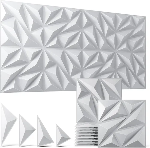 Miniatura 7 de Paquete de 16 Paneles de Pared 3D para Decoración de Pared Interior, 11.8'' x 11.8'' Paneles de Pared Decorativos, Paneles de Pared de Acento, Negro