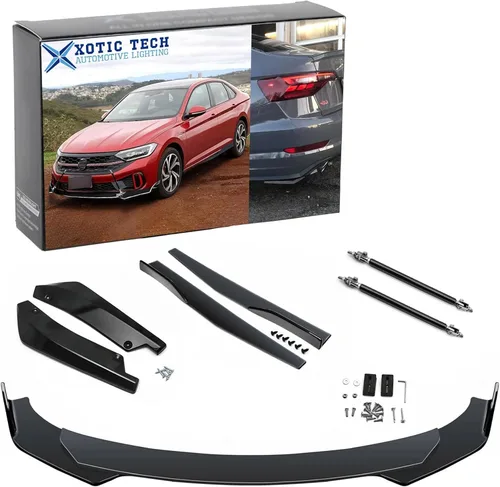 X xotic tech Juego de carrocería para coche con alerón para parachoques delantero, divisor de falda lateral + alerón para parachoques trasero con