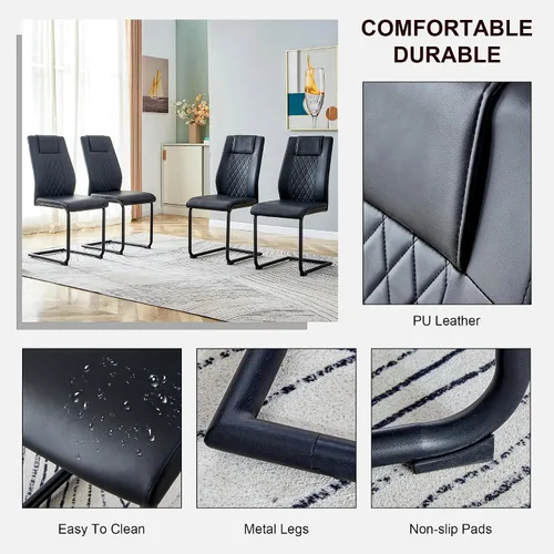 Miniatura 4 de gopop Juego de 4 sillas de comedor, modernas sillas de cocina y comedor con patas de metal galvanizado, sillas laterales tapizadas para comedor
