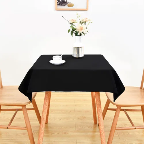 Miniatura 6 de Wolkemer Mantel cuadrado pequeño de 36 x 36 pulgadas, tela lavable, mantel sólido negro para decoración de mesita de noche, cabeceros, mesas