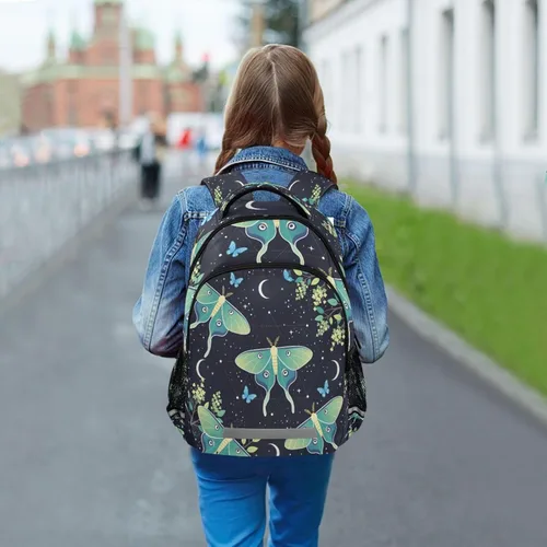Miniatura 6 de ALAZA Mochilas de viaje con diseño de mariposa, luna y estrella, color azul turquesa, mochila escolar para hombres, mujeres, adolescentes y niños